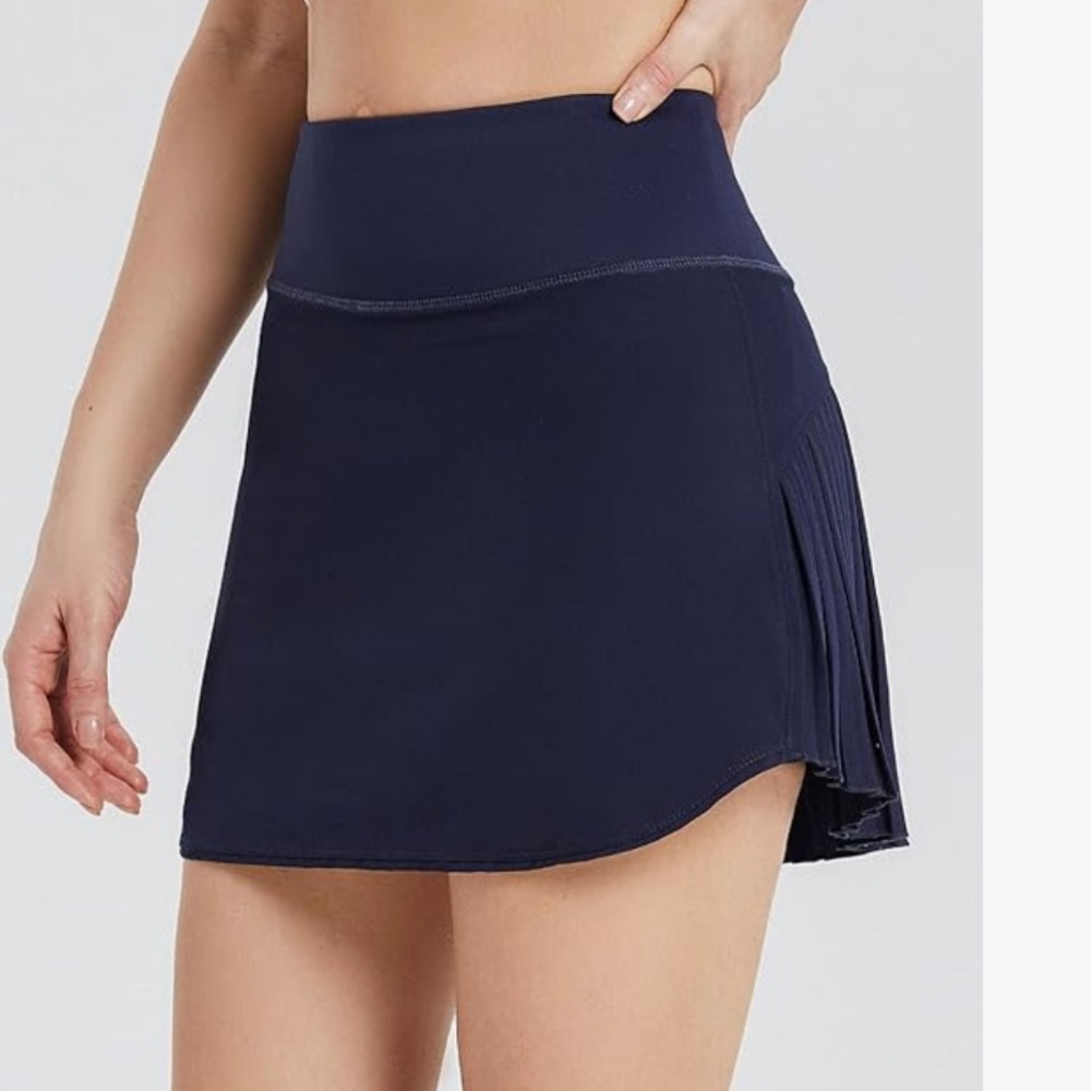 🛍️Baleaf Navy Blue Pleated Skort Skirt Pickleball Tennis Golf Lined Pockets 2XL - Picture 2 of 8
